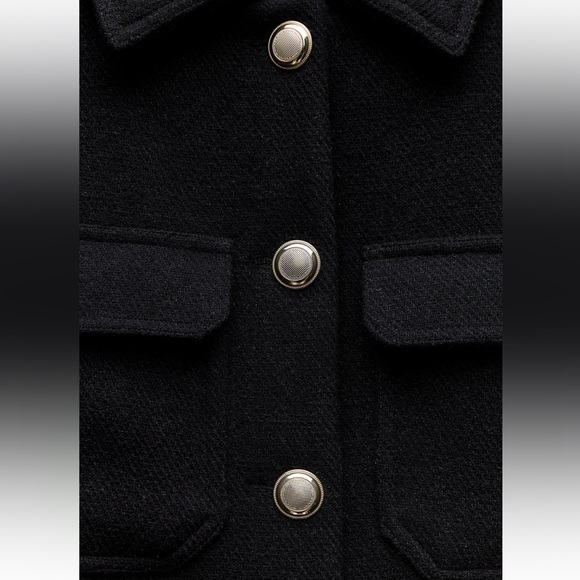 Zara short wool blend jacket coat black 3046/377 XS - Picture 3 of 9